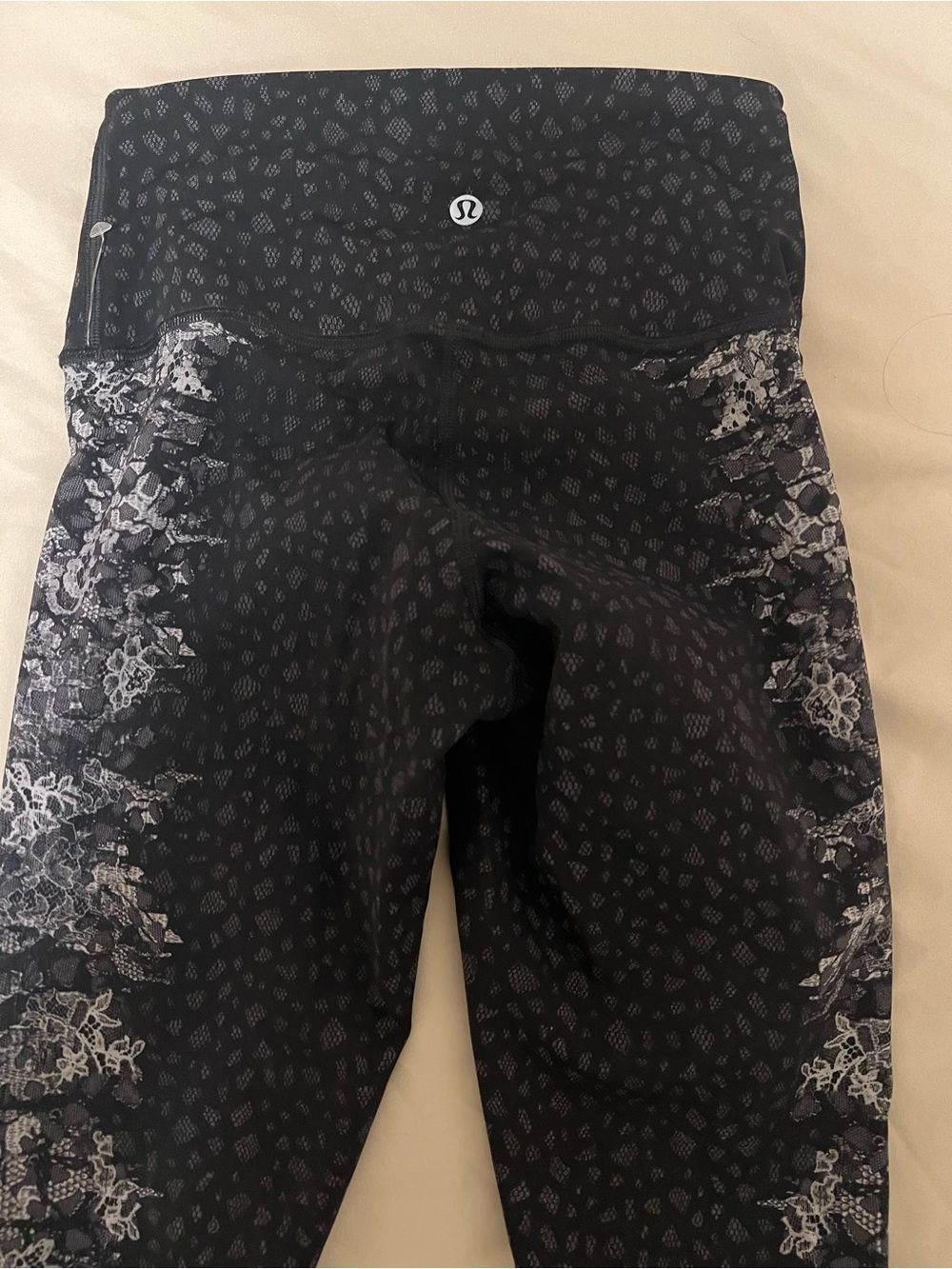 lululemon athletica Black Floral-Patterned High-Rise Leggings